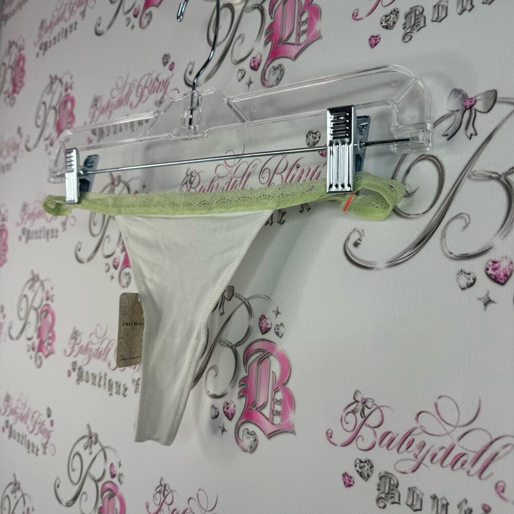 Free People thong BRAND NEW WITH TAGS White and Green Lace Trim Panty Lacie - Picture 3 of 10